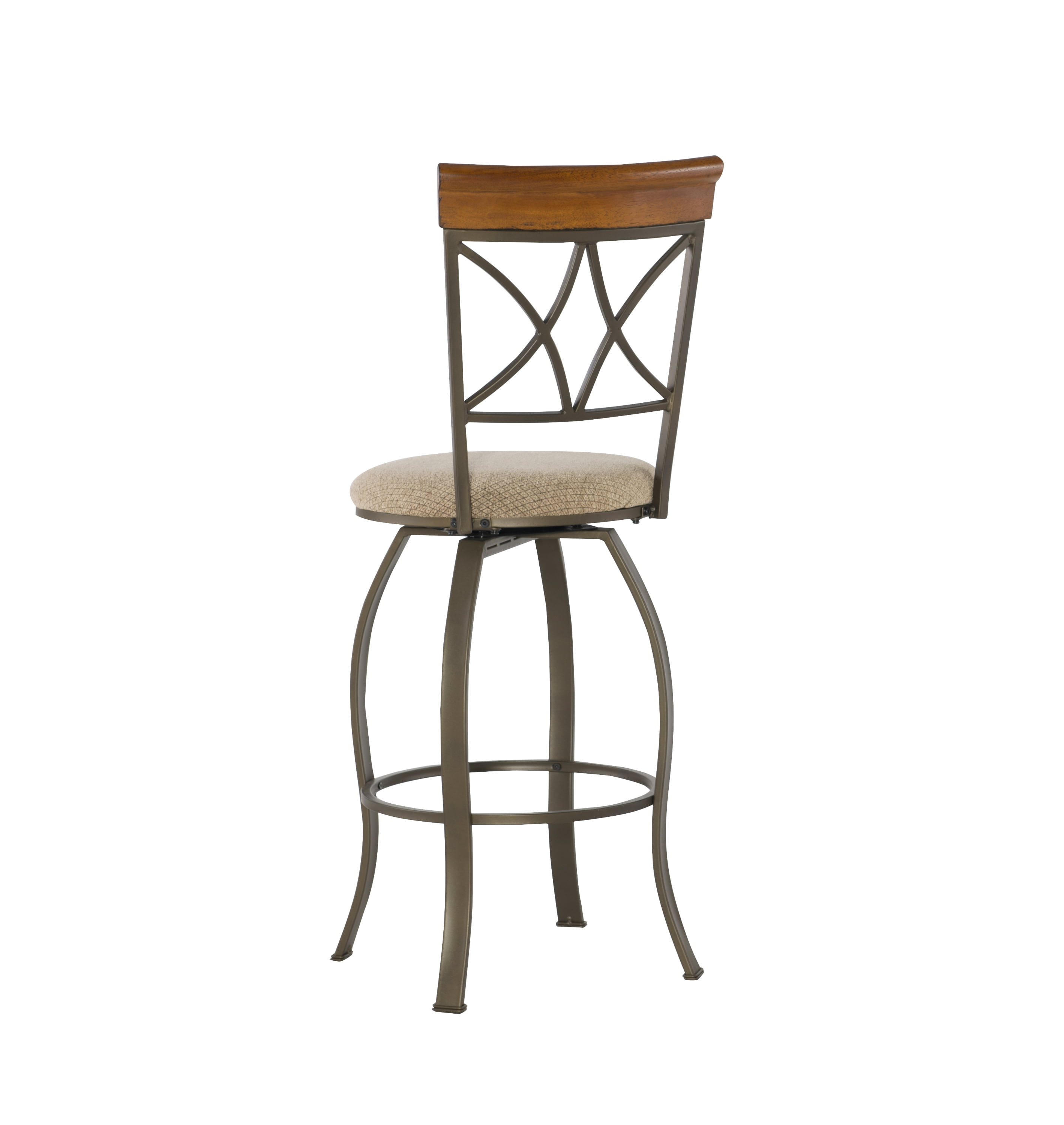 Linon Hamilton 30" High Back Indoor Round Metal Bar Stool with Swivel, Medium Cherry/Taupe
