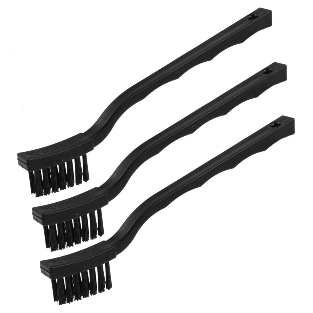 Plstic Grip Anti Static Brush Cleaning Tool Solid Black 3 Pcs