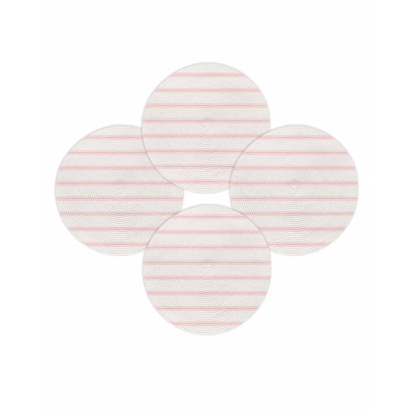 Round Placemats Set of 4 Pink Stripes Place Mats Washable Woven Placemat Abstract Lines Striped Circle Braided Table Mat for Kitchen Dining Table Party Home Decor 15 Inch