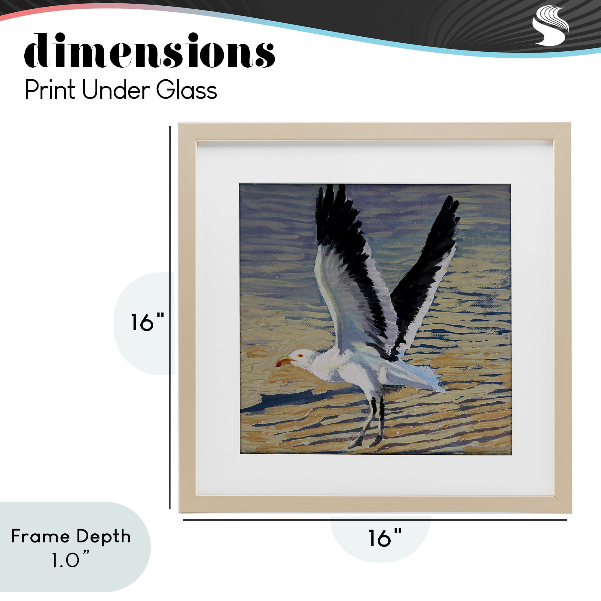 Stupell Industries Seagull Taking Flight Birch Framed Print Under Glass, design by Violeta Vollmer