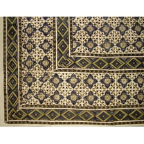 Moroccan Block Print Indian Tapestry Cotton Bedspread 106" x 70" Twin