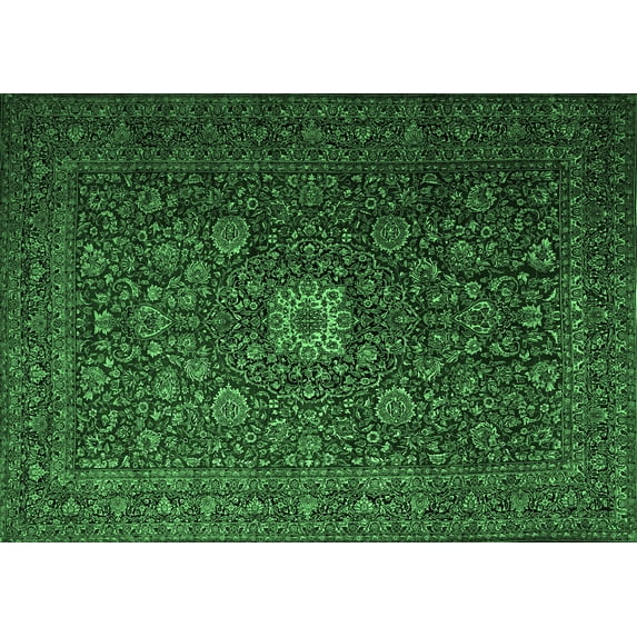 Ahgly Company Indoor Rectangle Persian Emerald Green Traditional Area Rugs, 2' x 4'