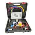 thumbnail image 1 of 4 Way AC Manifold Gauge Set HVAC Diagnostic Freon Charging Tool For Auto Household R134A R22 R410A 5FT Hose Quick Coupler ,Long Lasting, 1 of 10