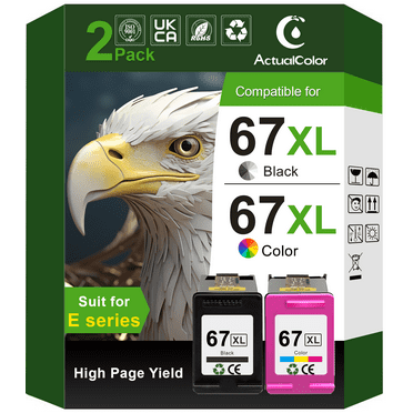 67 Ink Cartridge Compatible for HP 67XL for HP Printer Ink 67 67XL Black and Tri-Color