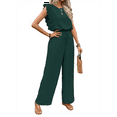 thumbnail image 3 of Jumpsuits for Women 2025 Summer Ruffle Sleeves Square Neck Rompers Drawstring Overalls with Pockets Green XL, 3 of 7