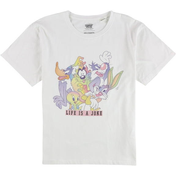 Elevenparis Mens Life Is A Joke Graphic T-Shirt, White, Large