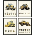 thumbnail image 3 of PixonSign Framed Wall Art, Kids Tractor Trailer Truck Collage Posters, Set of 4 Boy's Bedroom Illustration Wall Decor Prints, Medorm Fine Artwork, Contemporary Wall Décor - 11"x14" Black, 3 of 5