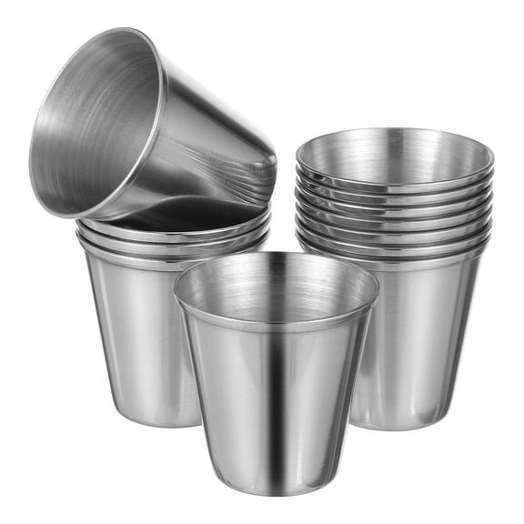SEWCHICS 12 Pack Stainless Steel Shot Cups Miniature Drinking Vessels for Coffee and 1 Oz Portable Tumblers for Travel and Outdoor Camping