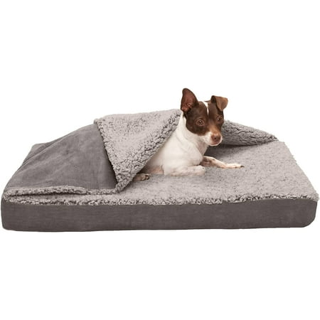 UPC: 0842229130041 | Furhaven Medium Memory Foam Dog Bed Berber & Suede Blanket Top Mattress w/ Removable Washable Cover – Gray Medium Blanket Top – Berber & Suede (Gray) Medium Memory Foam