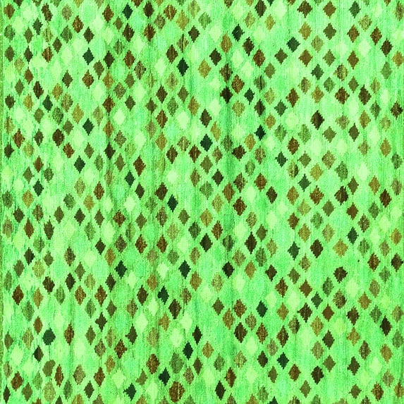 Ahgly Company Indoor Square Abstract Green Contemporary Area Rugs, 7' Square