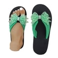 thumbnail image 3 of RotHome Cute Bow Sandals for Women Rhinestone Wedge Flip Flops Boho Beach Thong Summer Dressy Bling Casual Shoes Women Footwear Wedding Flats for Bride Bridal Flats, 3 of 9