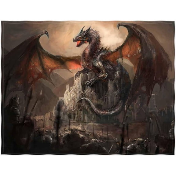 60 x 80 Inch War with The Dragon On Castle Soft Throw Blanket for Bed Couch Sofa Lightweight Travelling Camping Throw Fleece Cozy for Kids Boys Adults Men All Season