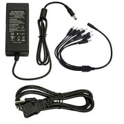 InstallerCCTV Security Camera Power Adapter 12V 5A AC to DC 2.1x5.5mm Power Supply w/ 8-Way Power Splitter Cable, UL Listed