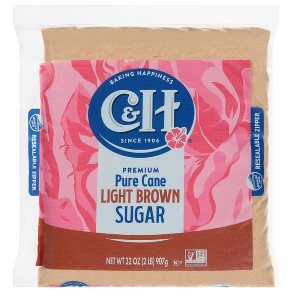 C&H Premium Pure Cane Light Brown Sugar 2 lb. Zipper-Pak