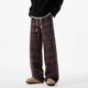 thumbnail image 1 of Pantalones de hombre de longitud completa con estampado de punto Zang-zang, bolsillos con cordón ajustable, cintura elástica, pantalones de pierna recta, pantalones de poliéster para hombre, 1 of 8