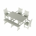 thumbnail image 3 of WestinTrends Malibu 6 Piece Patio Dining Set with Bench, All Weather Poly Lumber Outdoor Table and Chairs Set, 71" Trestle Dining Table with Umbrella Hole, 5 Arm Chairs with Bench, Sand, 3 of 8