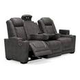 thumbnail image 2 of Ashley Furniture HyllMont Faux Leather Power Reclining Sofa in Charcoal Gray, 2 of 8