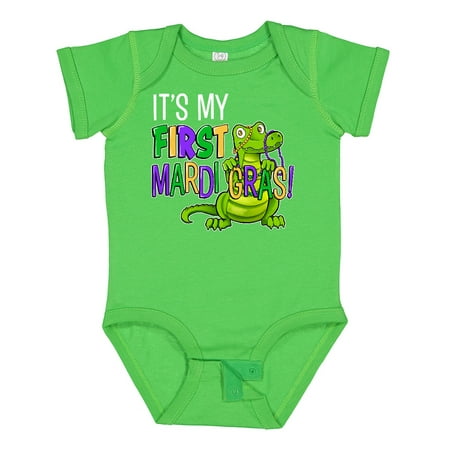 

Inktastic My 1st Mardi Gras Cute Alligator with Beads Gift Baby Boy or Baby Girl Bodysuit