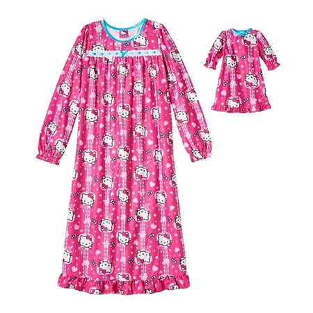  Hello  Kitty  Hello  Kitty  Girls Pink Nightgown Doll Night 