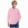 thumbnail image 2 of TOWED22 Toddler Boys Long Sleeve Polo Shirts School Uniform Dress Button Down Shirts Tops,Pink,7-8 Y, 2 of 5