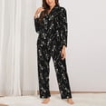 thumbnail image 2 of Balery Happy Skeletons Dancing Conjunto de Pijama con Estampado para Mujer, Conjunto de Dos Piezas con Manga Larga, Ropa de Dormir Suave con Bolsillos, Pijamas Cómodos-Large, 2 of 7