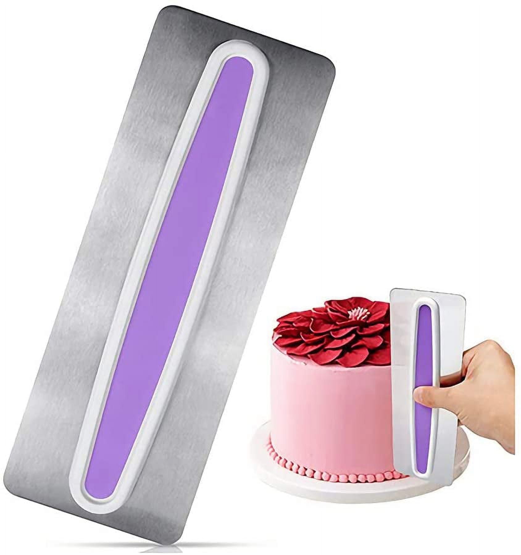 2 Pack Stainless Steel Cake Scrapers - 9 Inch Double Sided Patterned Smoother For Cake Decorating