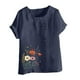thumbnail image 4 of Vestidos Casuales Para Mujer, Blusas De Mujer De Moda Blusa informal de lino con cuello redondo, manga corta y botones para mujer, 4 of 4