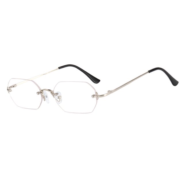 Qarigey Gafas de sol de metal con montura pequeña octogonal de moda y con estilo para mujer Gafas de sol sin marco para hombre Lentes Blanco plateado