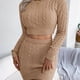 thumbnail image 4 of Vestido de punto para mujer, conjunto de dos piezas, top de cuello redondo y minifalda de punto, falda lápiz, conjunto de 2 piezas ajustado con elástico, vestido estilo jersey, manga larga, 4 of 5