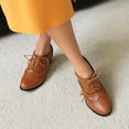 thumbnail image 3 of Womens Vintage Dress Shoes Ankle Booties Fall Leather Chunky High Heel Oxfords Short Ballet Flats Short Boots, 3 of 6