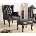 thumbnail image 2 of Roberts Upholstered Wingback Chair and Ottoman Set Black, 2 of 3