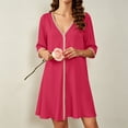thumbnail image 3 of Squevariel Solid Color Nightshirt for Women V-Neck Short Sleeve Satin Silk Sleep Dress Casual Comfortable Nightgowns, 3 of 8