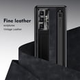 thumbnail image 7 of ShellTech for Samsung Galaxy Z Fold 7 Leather Hard PC Plating Case with Pen Holder & Slim Stylus, with Kickstand, Hinge Protection, Screen Protector, Retro Leather Protective Cover,Black, 7 of 7