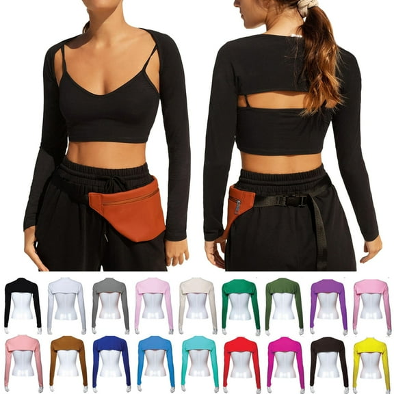 Women's Long Sleeve Open Front Bolero Shrug Crop Top Cardigan Jacket