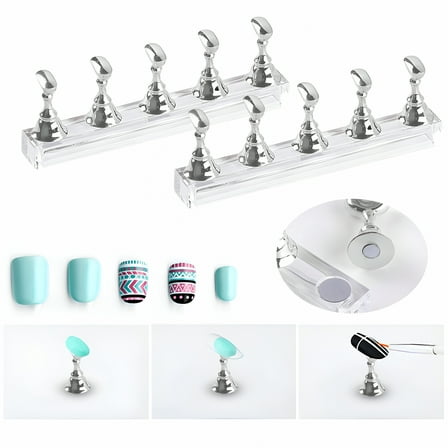 VANIDO Nail Tools 2 Sets Acrylic Nail Display Stand Nail Tip Practice Holder Magnetic Nail Practice Stand Fingernail DIY Nail Art Stand