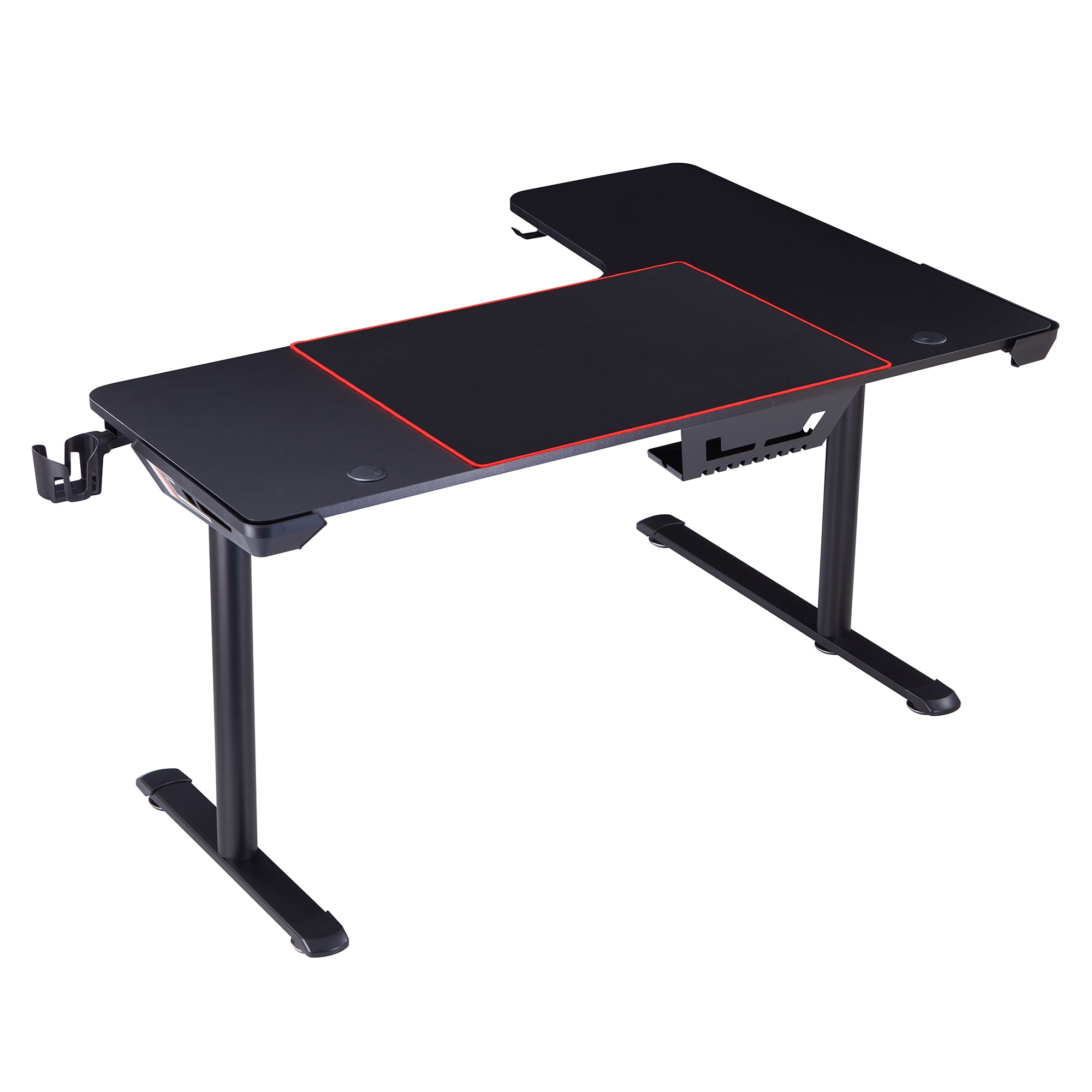 Furniture of America Denhu Metal Gaming Desk with Outlets, Black