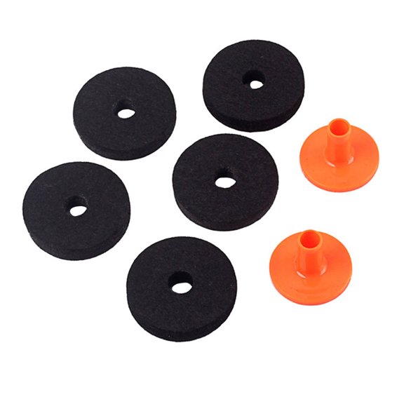 UPOUART Drum Cymbal Sleeves and Felts Set, Black Plastic, Includes 2 Sleeves and 5 Felts, 50mm for Drum Kit Accessories
