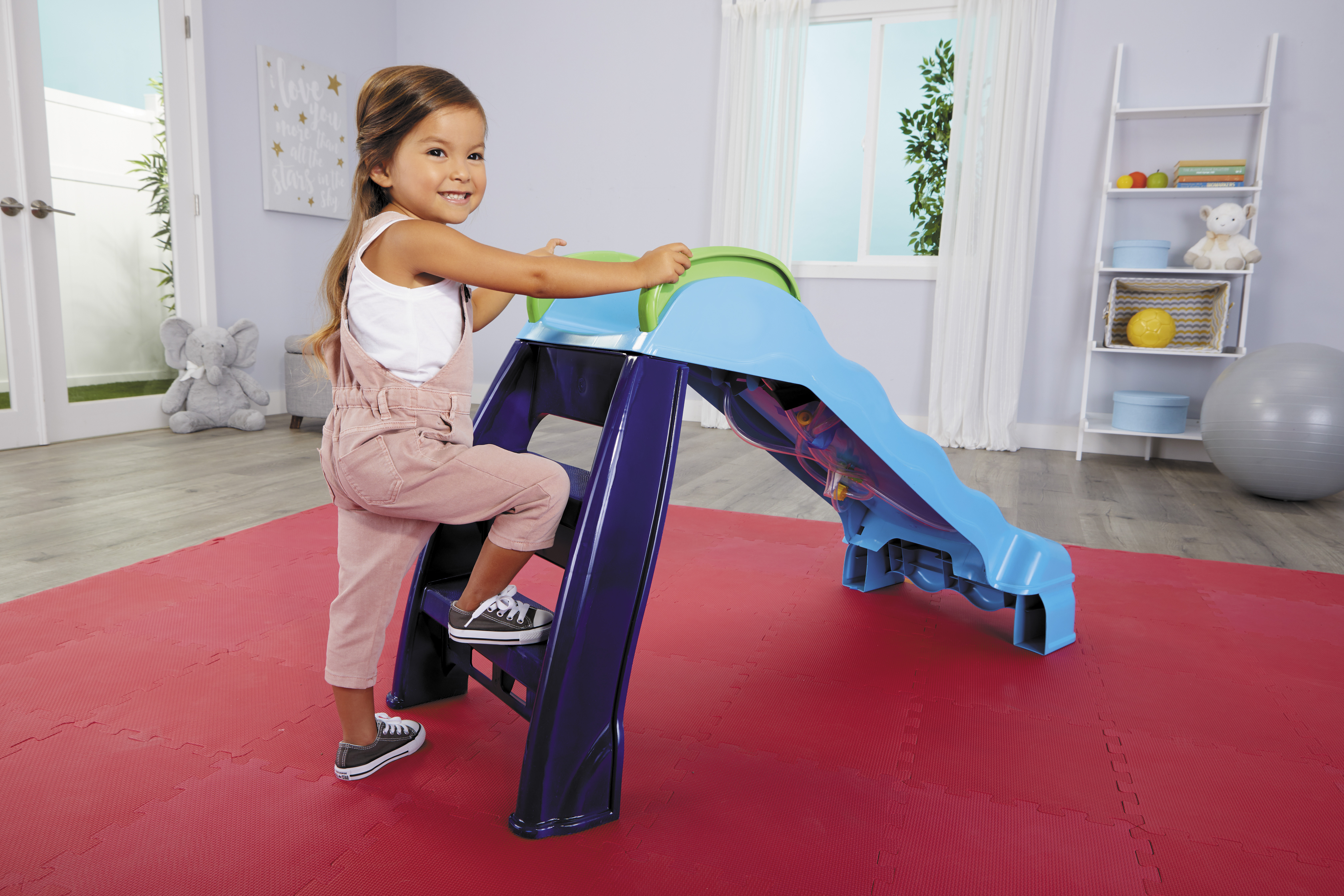 Little Tikes 2-in-1 Outdoor-Indoor Wet or Dry Slide Playground Slide with Folding For Easy Storage, Blue- For Kids Toddlers Boys Girls Ages 2 to 6 Year Old - image 6 of 9