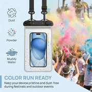 Waterproof Phone Pouch, Universal Underwater Phone Case with Lanyard for Beach Swimming Travel - Black