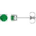 thumbnail image 4 of 4mm Round Emerald Earrings in 14k White Gold, 4 of 5