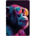 thumbnail image 1 of Letreros metálicos de hojalata con diseño de "Un chimpancé con gafas de sol", 8 x 12 pulgadas, 1 of 8