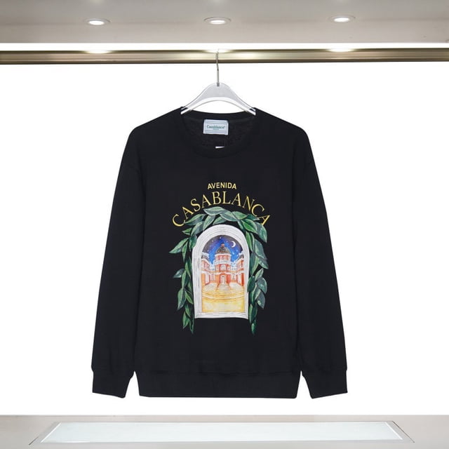 Casablanca 23 primavera y otoño nuevo estilo Fantasy Gate Starry Sky Castle casa carta logo manga larga pareja sudaderaC02# negro
