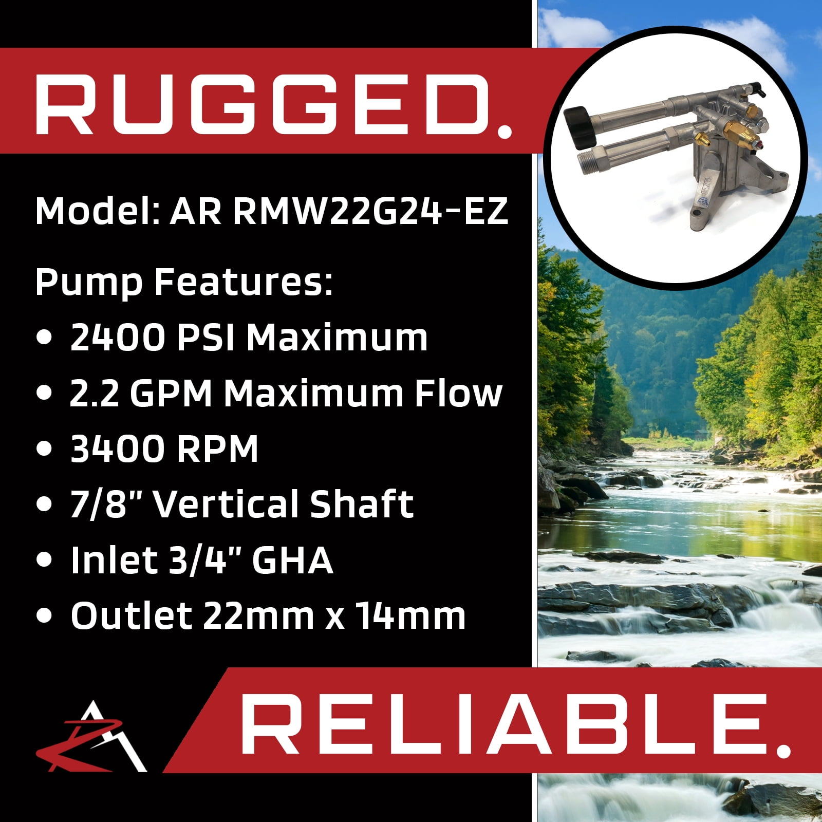 OEM AR 2400 PSI Power Pressure Washer Water Pump For Simpson MSV3100 Vertical Engine. TRS Part Number: 100272