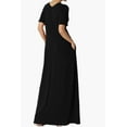 thumbnail image 4 of TheMogan Women's S~3X Soft Jersey Oversized V-Neck Short Sleeve Maxi Dress W Pocket, 4 of 6