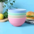 thumbnail image 2 of Nvzi Household Wheat Straw Children's Rice Soup Bowl Anti-fall Dormitory Instant Noodle Bowl Student Plastic Small Bowl Salad Bowl（Pink，15cm）, 2 of 5