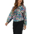 thumbnail image 4 of Chaqueta Brillante de Mujer Inspire Chic de Manga Larga Ligera con Cremallera y Capucha, Chaqueta Metálica S Multicolor-Cuadrado, 4 of 6