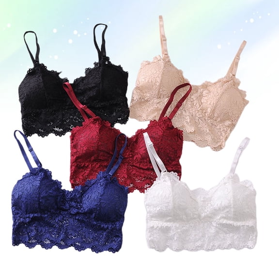 WRITWAA 5pcs Women's Lace Camisole Set with Wrapped Chest Strap, Breathable Nylon, Assorted Colors, Comfortable and Stylish