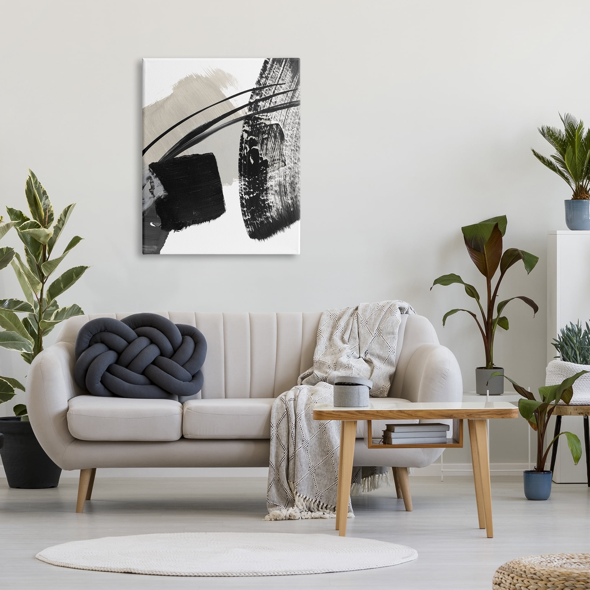 Stupell Industries Black Brush Strokes Abstract Painting Gallery Wrapped Canvas Print Wall Art, 30 x 40