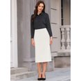 thumbnail image 4 of DARING DIVA Women's Side Pockets Pencil Skirt with High Waist and Split Back L Cream White, 4 of 7