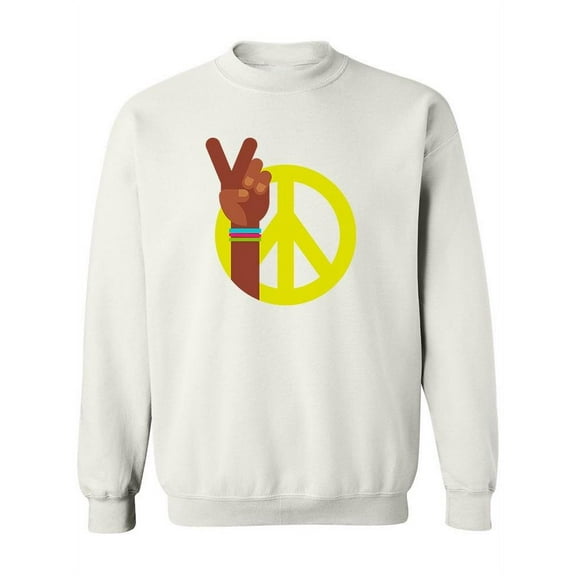 Yellow Peace And Love Symbol Sweatshirt Women -Image by Shutterstock, Female 4X-Large